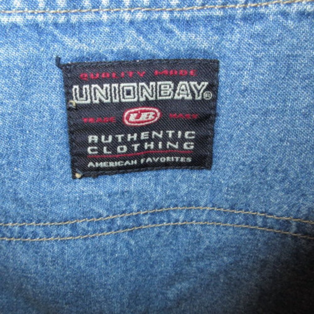 Vtg Unionbay Y2K 90s Denim Overalls M Shortalls Baggy Carpenter Grunge Western - Picture 9 of 10